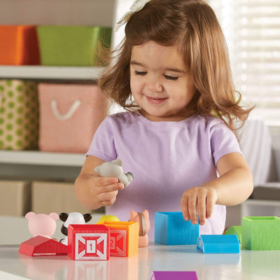 Learning Resources Peekaboo Learning Farm - 10 Pieces, Ages 18+ Months Toddler Learning Toys, Counting and Sorting Toys, Farm Animals Toys