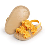WaiHeikki Baby Girls Summer Sandals Cute Anti-Slip Soft Sole Ruffle Flat Shoes Toddler First Walker (Yellow, 0_months-6_months)