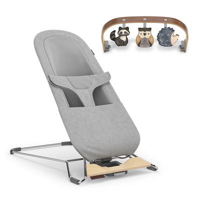 UPPAbaby Mira Bouncer Bundle, Includes Mira 2-in-1 Bouncer and Forest Fun Toy Bar, Seat Grows with Your Baby, Folds Flat, Sensory Entertainment – Stella (Grey Mélange)
