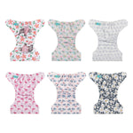 ALVA 6 Pack Cloth Diaper with 12 Inserts One Size Adjustable Washable Reusable Diaper Cover for Baby Girls and Boys