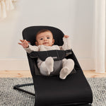 BabyBjörn Bouncer Balance Soft, Cotton, Black/Dark Gray | 2-in-1 Adjustable Baby Bouncer Seat and Toddler Chair, Newborn to Toddler (8-29 lbs), 4 Positions, Lightweight & Portable