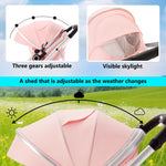 Kinder King 2 in 1 Convertible Baby Stroller, Folding High Landscape Infant Carriage, Newborn Reversible Bassinet Pram, Adjustable Canopy, Diaper Bag, Pink