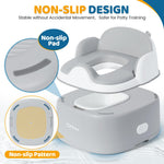 Orzbow 3-in-1 Toddler Potty Training Toilet | Baby Potty Chair, Toilet Topper Training Seat and Step Stool for Boys and Girls, Easy-to-Clean with Splash Guard and Lid, Grey
