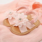 QWZban Baby Girl Sandals Summer Lace Flowers Princess Wedding Dress Flats Shoes Newborn Crib Shoes First Walkers Prewalkers