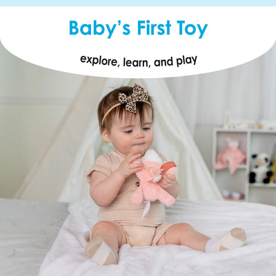 Carter's Fawn Plush Rattle with Loop Teether for Infants and Babies