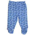 123 Bear 100% Cotton Baby Pants with Footies 100% Cotton Unisex Boys Girls (3-6 Months, 4-Pack Blue Pr)