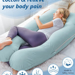 Meiz Pregnancy Pillow, Cooling Pregnancy Pillows for Sleeping, Maternity Pillow for Pregnant Women, Pregnancy Body Pillow with Cooling Jersey Cover, Green