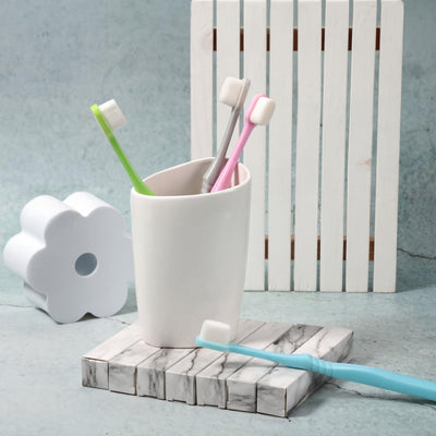 Boao 4 Pieces Soft Micro-Nano Manual Toothbrush Extra Soft Bristles Toothbrush with 20,000 Bristles for Fragile Adult Kid Children (Blue, Gray, Green, Purple)
