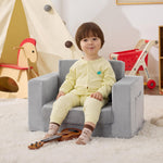 Zorvoxz Kids Couch, 2-in-1 Toddler Chair Comfy 1-3 Years Old, Convertible Kids Chair, Toddler Couch Sofa, Kid Sofa to Lounge Bed for Boys and Girls Gifts, Kids Recliner, Grey