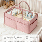 Tivellary Baby Diaper Caddy Organizer – Spacious Storage Basket for Newborn Essentials, Nursery & Diaper Station, Registry Essential, Dusty Rose