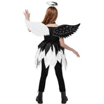 Spooktacular Creations Child Twisted Angel Costume, Girls Half Angel Half Devil Dress, Kids Outfit Set with Wings and Headband for Halloween Party Role Play, L