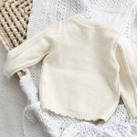 Simplee kids Baby Girls Knit Cardigan Hand Embroidery Pompoms Sweater Long Sleeve Coat for Winter Fall
