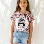 PATPAT Girls Shirts Size 10-11 Leopard Print Graphic Tees, Cheetah Print Outfit, Crew Neck Short Sleeve Cheetah Tops Summer Clothes Cute Summer Outfits Preppy Tops