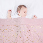Donsonny Baby Blanket for Boys Girls Soft Minky with Double Layer Dotted Backing, Star and Moon Printed 30 x 40 Inch Receiving Blanket (Pink)