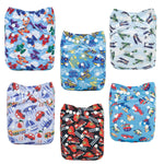 ALVABABY Baby Cloth Diapers 6 Pack with 12 Inserts Cloth Diaper Covers Adjustable Washable Reusable for Baby Girls and Boys 6DM135A
