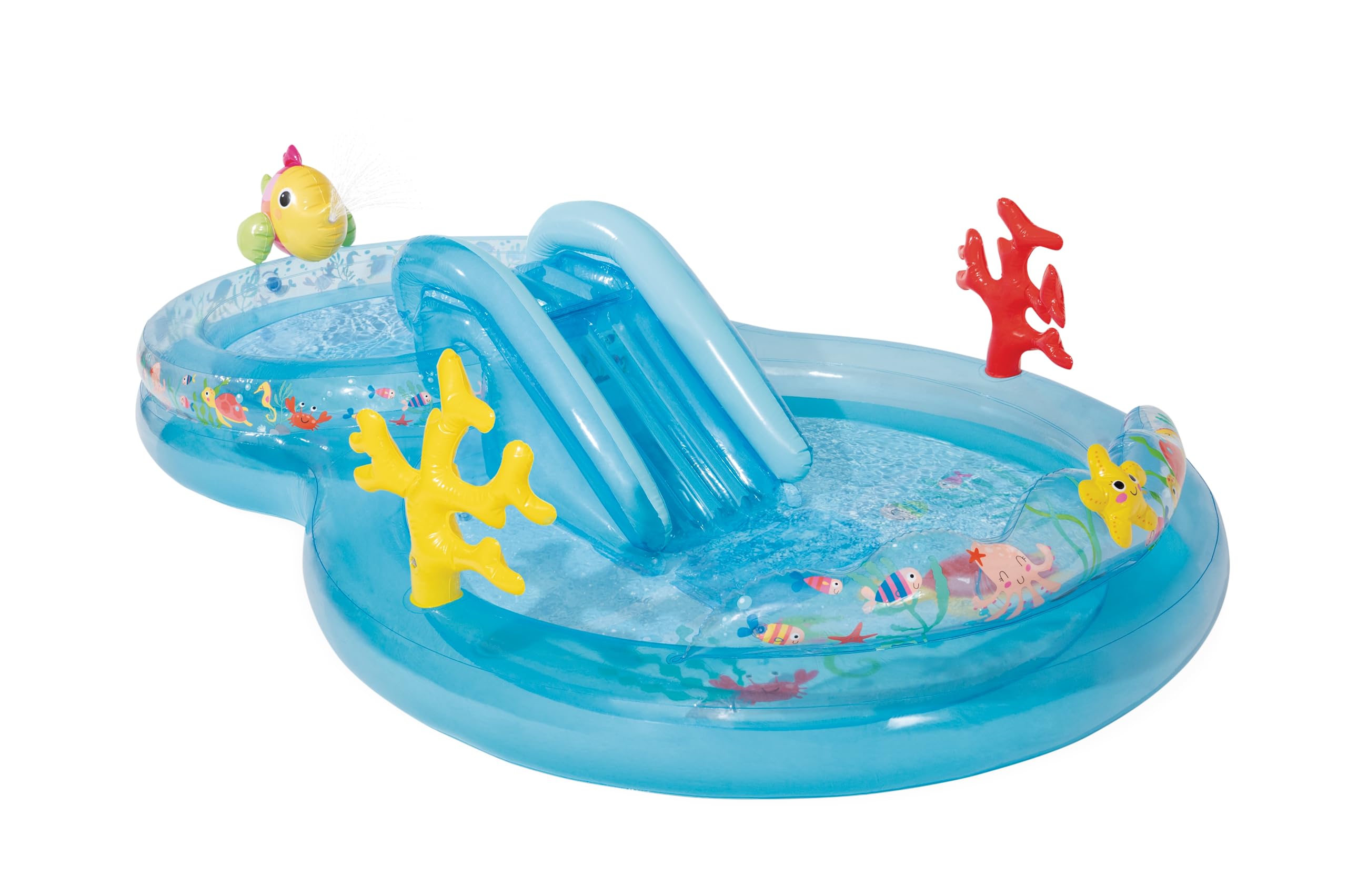 Intex 96" x 78" x 28" Inflatable Jungle Adventure Play Center Spray Kiddie Pool - Backyard Kids Water Slide, Outdoor Blow-Up Splash Pad for Toddlers