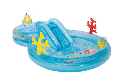 Intex 96" x 78" x 28" Inflatable Jungle Adventure Play Center Spray Kiddie Pool - Backyard Kids Water Slide, Outdoor Blow-Up Splash Pad for Toddlers