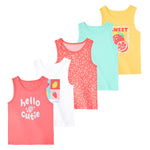 Garanimals Baby & Toddler Girl Fruit Tank Tees - Kid's Sleeveless Tank Top - Size 3-6 Months - Pink, Blue, White, Yellow - 5 Pack