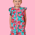 RuffleButts Baby/Toddler Girls Terry Butterfly Sleeve Full Zip Cover-Up - Bright Blossoms, 6-12m