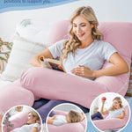 Meiz Pregnancy Pillows, Pregnancy Pillows for Sleeping, Pregnancy Body Pillow Cooling, Maternity Pillow for Pregnant Woman with Cooling Jersey Cover, Pink