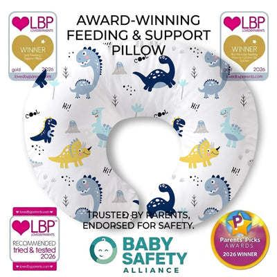 Plushii Nursing Pillow for Breastfeeding, Soft and Supportive Breastfeeding Pillow for Mom and Baby, Cute Feeding Pillow with Removable Cover for 0–12 Months, Dinosaurs World