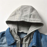 CM C&M WODRO Baby Boys Girls Denim Jacket Kids Toddler Button Down Jeans Jacket Top Coat Outerwear (Hoodie-Grey, 3-4T)