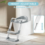 COOSEYA Potty Training Toilet with Step Stool Ladder, Toddler Kids Potty Training Seat for Boys Girls, Foldable Anti-Slip Toilet Toddler Seat Splash Guard Soft Cushion Safety Handles (Grey)