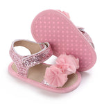 Baby Flower Sandals Girls PU Leather Summer Shoes First Walking Shoes Breathable Beach Sandals Soft Soles Non-Slip Shoes Prewalkers