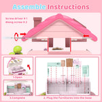 Magnetic Doll House Playset for 2-4 Girls Gifts, Princess Dollhouse with Music, Light, 4 Toy Figures, Girl Toys for 3-5 Years Old, Christmas Birthday Gifts for Kids Age 3 4 5 6 Years Old Girls