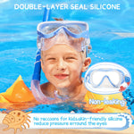 Water Space 2 Packs Kids Swimming Goggles Swim Googles for Kids Toddler Girls Boys Youth 6-14 4-7 3-6, Swimming Goggles with Nose Cover Anti Fog 180°Clear Snorkel Mask No Leak Pool Underwater Goggles