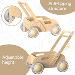 HOMEKOL Wooden Baby Walker, Baby Walker, Adjustable Speed for Boys and Girls, Baby Activity Center, Birthday, Christmas and New Year's Gift, Natural Wood Color