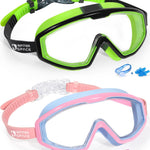 Water Space 2 Packs Swim Goggles Swimming Goggles for Kids Youth Girls Boys Aged 3-6 4-7 6-14 8-12, Toddler Goggles Anti-fog Waterproof Clear Anti-fog Wide Vision, Pool Underwater Goggles No-Leaking