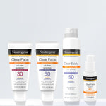 Neutrogena Clear Face Sunscreen Lotion for Acne-Prone Skin, Broad Spectrum SPF 50, Sunscreen for Face & Oily Skin, Oil-,Fragrance- & Oxybenzone-Free, Water Resistant, Matte, Unscented, 3 Fl Oz