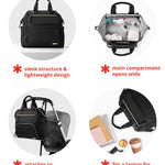 Skip Hop Diaper Bag Backpack: Mainframe Large Capacity Wide Open Structure with Changing Pad & Stroller Attachement, Black with Gold Trim
