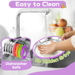 Semloo Stainless Steel Kids Plates with Suction, 2Pack 9" Divided Toddler Plates Removable Non Slip Silicone Sleeves Baby Feeding Led Weaning Supplies, BPA Free, Unbreakable Dishwasher Safe
