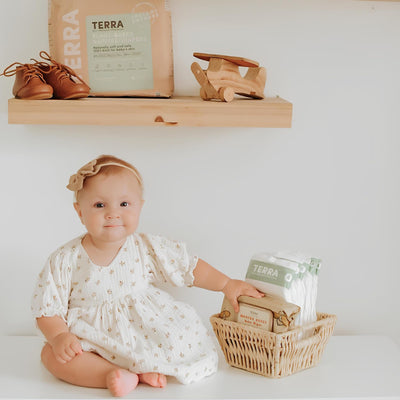 Terra Size 3 Diapers: 85% Plant-Based, Ultra-Soft & Chemical-Free for Sensitive Skin, High Absorbency for 13-24 lb Babies, 20 Count (Pack of 8)