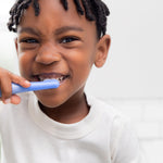 Ubbi Toddler Training Toothbrush Set, Soft Bristled & Gentle Manual Toothbrushes for Baby, Polaris Blue & Zest Green