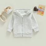Gueuusu Toddler Baby Zip Up Hoodies Boy Girl Long Sleeve Hooded Sweatshirt Jacket Top with Pocket Kid Casual Outwear Clothes (Gray, 2-3 Years)