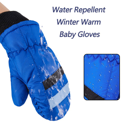 CLeemuziN Kids Stripe Thicken Snow Mittens Glove for Toddler Winter Warm Ski Gloves for 2-5T Baby Boys Girls