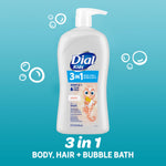 Dial Kids all in one hair, body wash and bubble bath, Tear free and gentle on skin Peach Scent, 32 fl oz