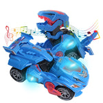 huwairen Dinosaur Toys for 3-6 Year Old Boys for Kids Transforming Dinosaur Car with LED Light and Music Gifts for 4-7 Year Old (Blue)