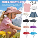 Zando Ponytail Hole Kids Sun Hat Adjustable Girls Beach Bucket Hat UPF 50+ Wide Brim Sun Protection Foldable Child Summer Cap Youth Waterproof Windproof Breathable Swim Fishing Safari Pink 8-12 Years