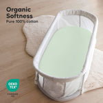 2-Pack Organic Bassinet Sheets for Girls, Boys - 100% Cotton Bassinet Mattress Sheets Compatible with Halo Bassinest Swivel Sleeper, Graco, Baby Delight, Chicco, Unisex Fitted Bassinet Sheets (Sage)