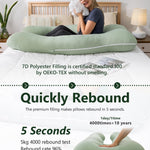 Meiz Pregnancy Pillows for Sleeping, Cooling Pregnancy Pillows, 60Inch Maternity Pillows, U Shaped Full Body Pillows for Adults with Rayon Cover from Bamboo, Sage Green