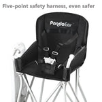 PandaEar Portable High Chair for Babies and Toddlers, Foldable HighChair with Tray, Baby Travel Dining Chair for Indoor & Outdoor (Black)