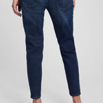 GAP Womens Maternity True Waistband Full Panel Cheeky Straight Jeans, Dark Wash, 33 US