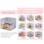 Kisoy Dollhouse Miniature with Furniture Kit, DIY 3D Wooden DIY House Kit A Corner of a Small Apartment Style with Dust Cover & LED,Handmade Tiny House Toys for Kids Adults Gift (Bedroom)