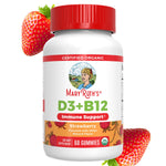 MARYRUTH'S Organic Vitamin D3 + B12 Gummies for Ages 4+ | Bone Health | Immune Support | Energy Metabolism | Cognitive Function | Vegan | Non-GMO | Gluten Free | 60 Servings | 2 Month Supply