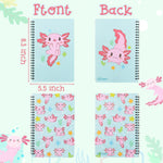 L1rabe 2 A5 Axolotl Spiral Notebooks Back to School Animal Mexican Walking Fish Lined Journal Notepads for Women Girls Cute Axolotl Pattern Exercise Book Students School Office Birthday Gifts