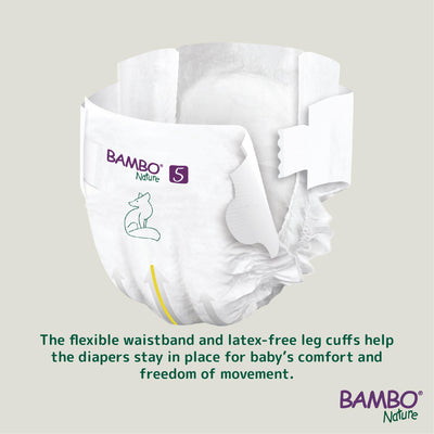 Bambo Nature Hypoallergenic Baby Diapers, Eco-Labeled Diapers, Enhanced Leakage Protection, Totally Chlorine-Free, Skin Friendly, and Super Absorbent - Size 5 (44 Count)